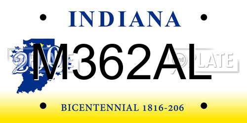 M362AL Indiana License Plate