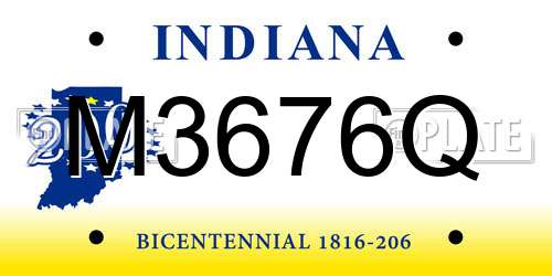 M3676Q Indiana License Plate