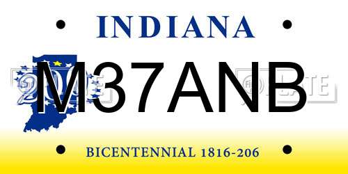 M37ANB Indiana License Plate