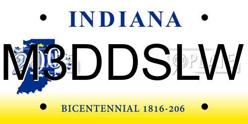 M3DDSLW Indiana License Plate
