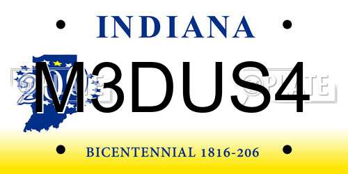 M3DUS4 Indiana License Plate