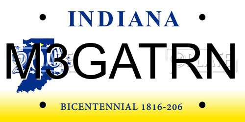 M3GATRN Indiana License Plate