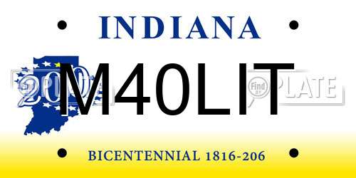 M40LIT Indiana License Plate