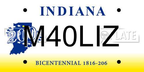 M40LIZ Indiana License Plate