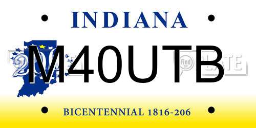 M40UTB Indiana License Plate