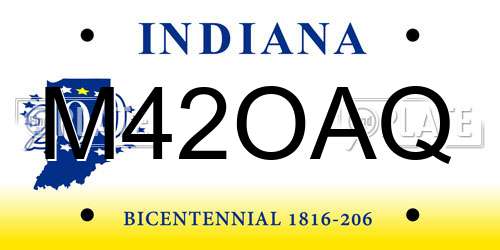 M42OAQ Indiana License Plate