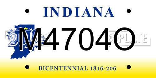 M4704O Indiana License Plate