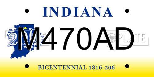 M470AD Indiana License Plate