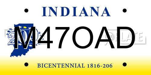 M47OAD Indiana License Plate