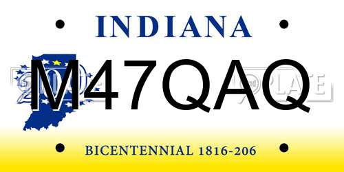 M47QAQ Indiana License Plate