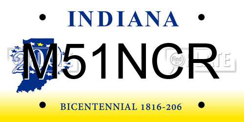 M51NCR Indiana License Plate