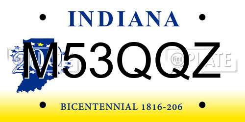 M53QQZ Indiana License Plate