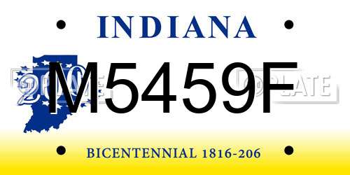 M5459F Indiana License Plate