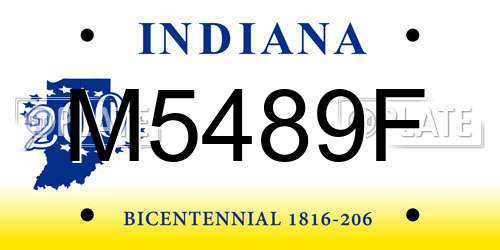M5489F Indiana License Plate