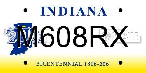 M608RX Indiana License Plate