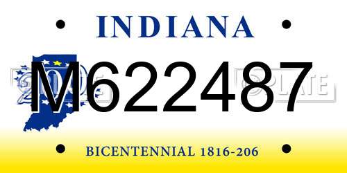 M622487 Indiana License Plate
