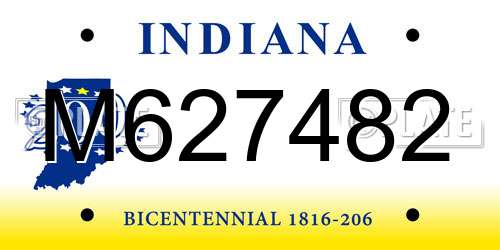 M627482 Indiana License Plate