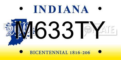 M633TY Indiana License Plate