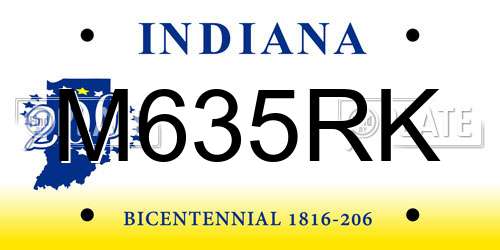M635RK Indiana License Plate