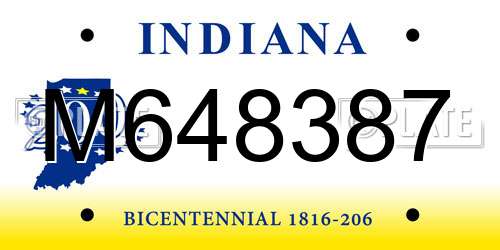 M648387 Indiana License Plate