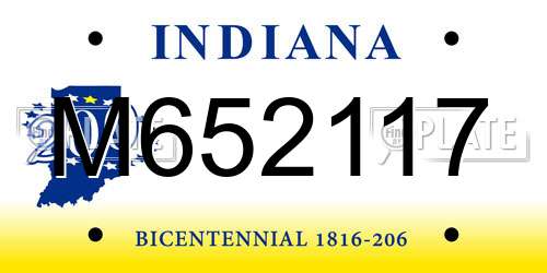 M652117 Indiana License Plate