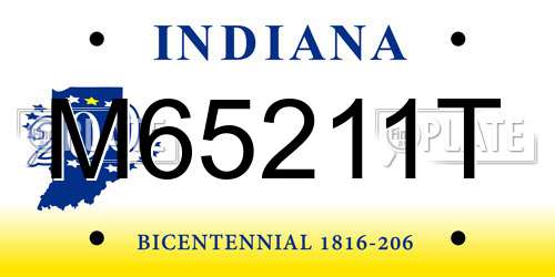 M65211T Indiana License Plate