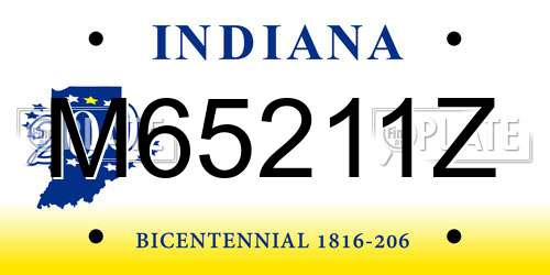 M65211Z Indiana License Plate