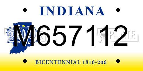 M657112 Indiana License Plate