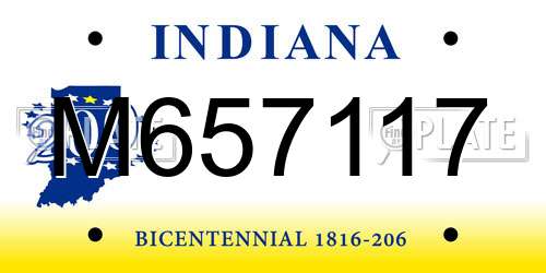M657117 Indiana License Plate