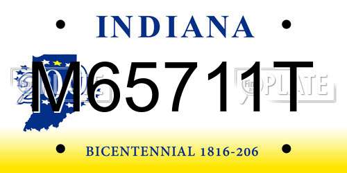 M65711T Indiana License Plate