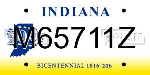 M65711Z Indiana License Plate