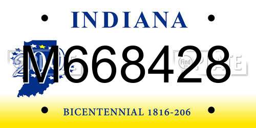 M668428 Indiana License Plate