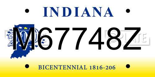 M67748Z Indiana License Plate