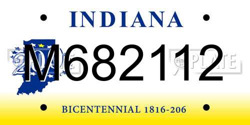 M682112 Indiana License Plate