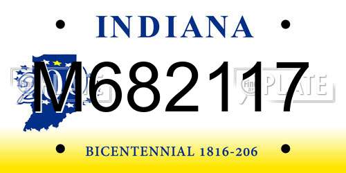 M682117 Indiana License Plate