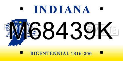 M68439K Indiana License Plate