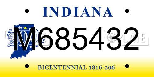 M685432 Indiana License Plate