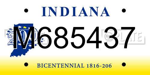 M685437 Indiana License Plate