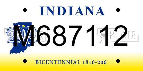 M687112 Indiana License Plate