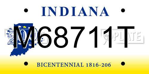 M68711T Indiana License Plate