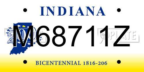 M68711Z Indiana License Plate
