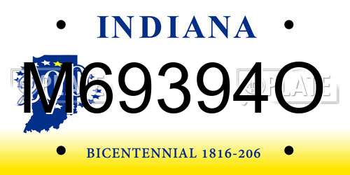 M69394O Indiana License Plate