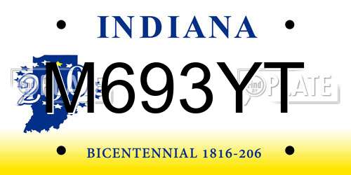 M693YT Indiana License Plate