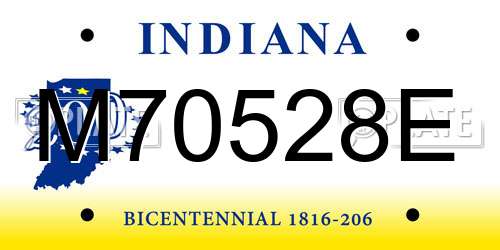 M70528E Indiana License Plate