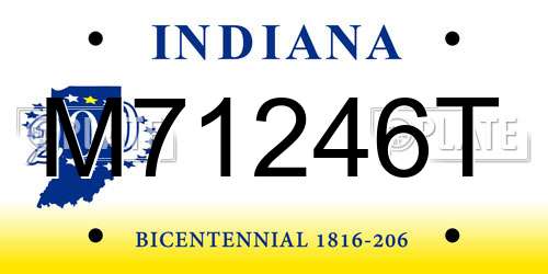M71246T Indiana License Plate