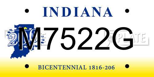 M7522G Indiana License Plate