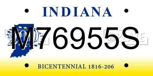 M76955S Indiana License Plate