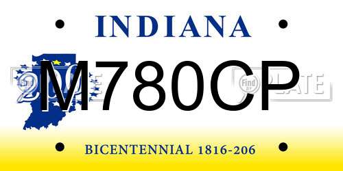 M780CP Indiana License Plate