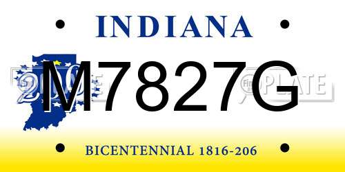 M7827G Indiana License Plate