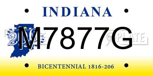 M7877G Indiana License Plate